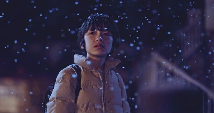 Winter scene with falling snow